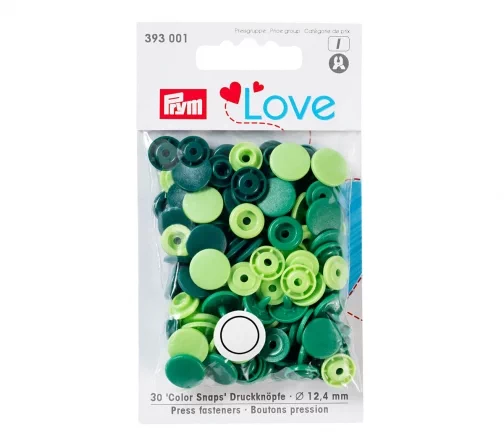 393001 Kнопки Color Snaps Prym Love, цвет зеленый, 12,4мм, 30шт, Prym