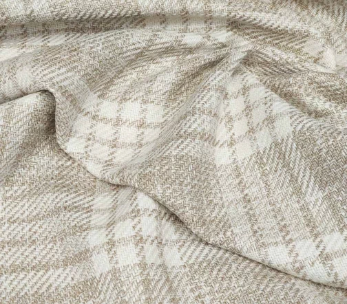 Лен костюмный в клетку, цвет бежевый/светло-бежевый, 1032406-1