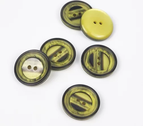 Пуговицы, Union Knopf, круглые, с разноур. серединой, 2 отв., пластик, цвет коричн./горчица, 23 мм