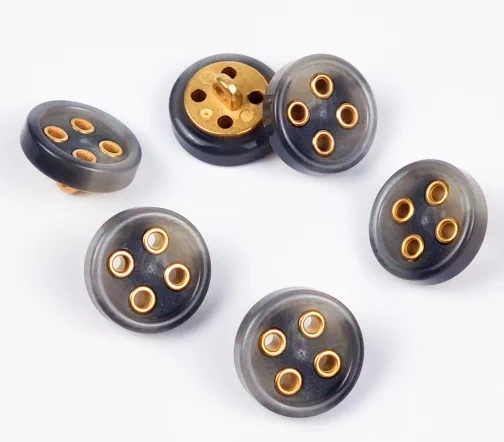 Пуговица, Union Knopf, на ножке, пластик, цвет темно-серый, 18 мм