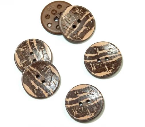 Пуговица DILL, 2 отв., пластик (имитация кожи), цвет коричневый, 23 мм