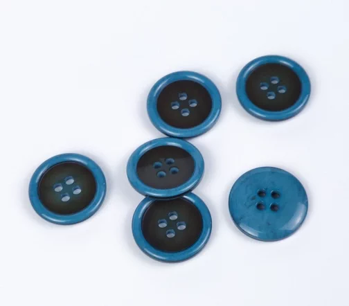 Пуговицы, Union Knopf, "Круглые, с кантом", 4 отв., пластик, цвет темно-бирюзовый, 20 мм