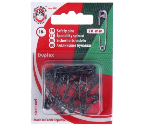 Булавки английские Koh-i-Noor, металл, 28 мм, 18 шт., цвет черный, 155057