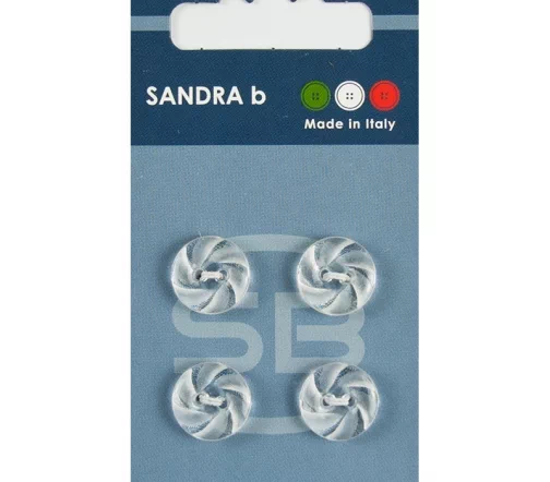 Пуговицы Sandra, 12,5 мм, 2 отв., пластик, 4 шт., прозрачный, арт. CARD022