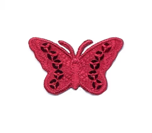 Термоаппликация "Бабочка с пайетками", 2,2 х 3,7 см, красная, арт. 569476.H