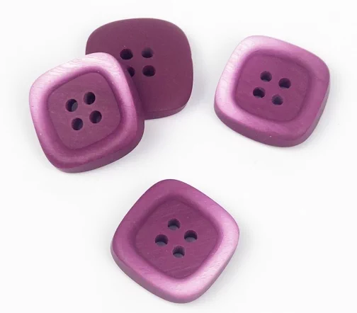 Пуговица, Union Knopf, 4 отв., квадрат, пластик, цв.брусника, 23 мм, 453436-023-0058