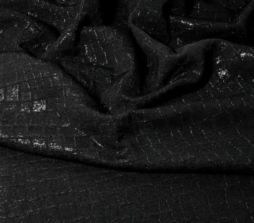 Жаккард с люрексом "Кожа крокодила", цвет черный, 6112234