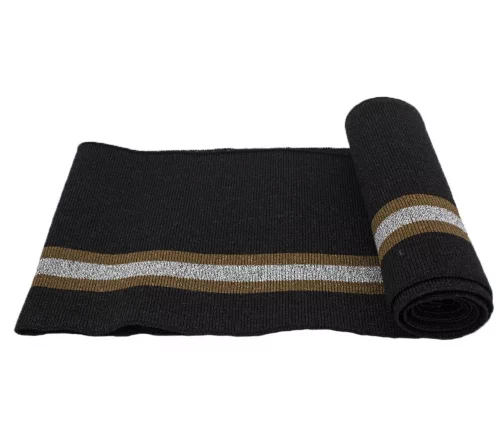 Подвяз трикотажный с люрексом, 13см*1м, арт. 3AR1197-1, черный/золото/серебро