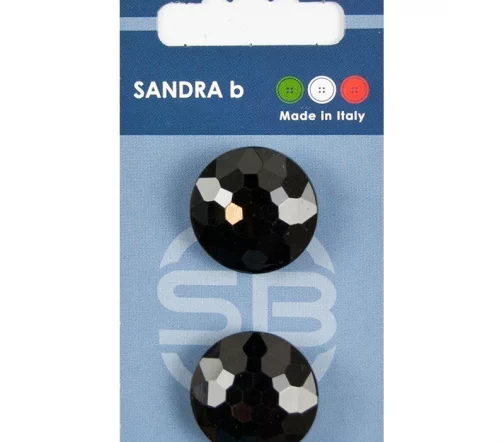 Пуговицы Sandra, на ножке, 23 мм, пластик, 2 шт., черный, CARD163