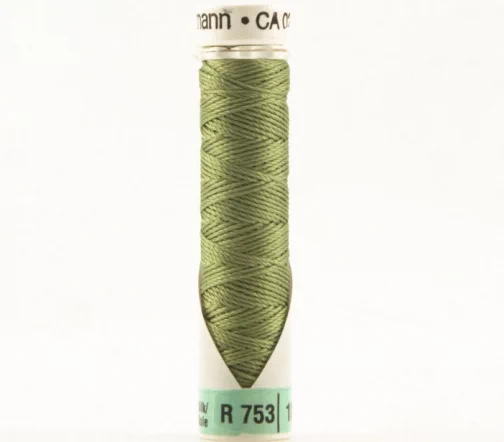 Нить Silk R 753 для фасонных швов, 10м, 100% шелк, цвет 432 оливково-зеленый, Gutermann 703184