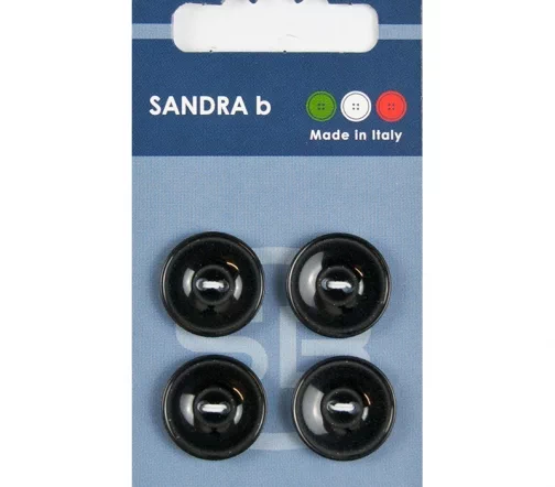 Пуговицы Sandra, 18 мм, 2 отв., пластик, 4 шт., цвет черный, CARD166