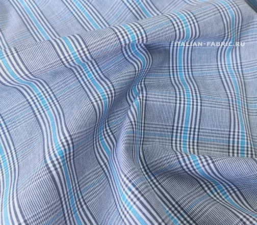 Плательно-костюмная ткань в серо-голубую клетку, 01059