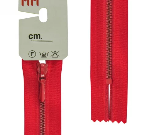 Молния Riri для юбок, металл крашеный, неразъёмная, 3мм 20см, цвет 2407, красный