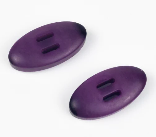 Пуговицы, Union Knopf, "Пальтовые, эллипс", мат., 2 отв.-прорези, пластик, цвет фиолетовый, 50 мм