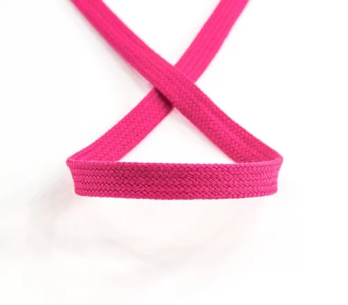 Шнур PEGA плоский хлопковый, цвет малиновый, 12 мм