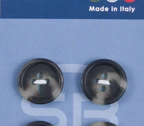 Пуговицы Sandra, 15 мм, 4 отв., пластик, 4 шт., черно-серый, CARD070