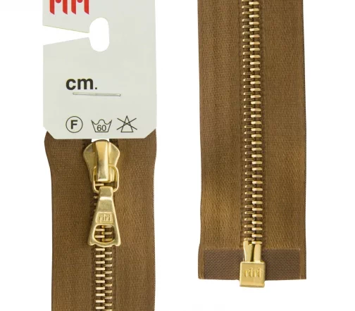 Молния RiRi атласная, металл, разъём, 1замок 4мм 65см, подв.Flach, цепь GO, цвет 2223, молоч.шоколад