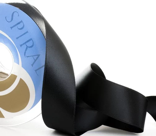 Лента атласная двусторонняя Safisa, 25 мм, цвет черный, 110-25мм-01