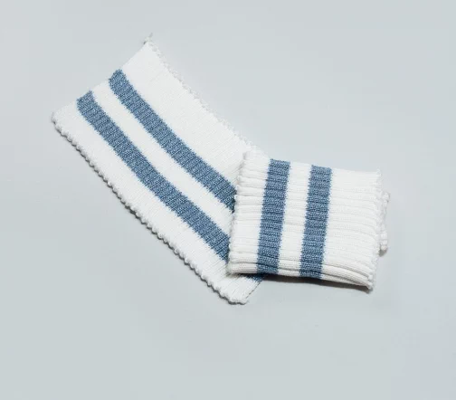 Манжеты трикотаж с полосками, цвет белый/голубой