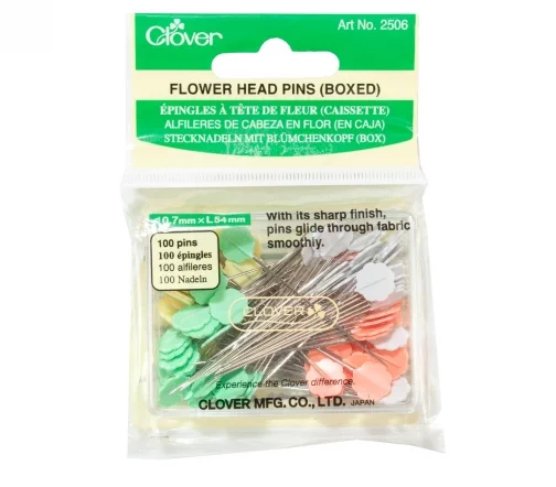 2506 Булавки с цветочной головкой в пластиковой коробке, 0,7х54мм, 100 шт., Clover