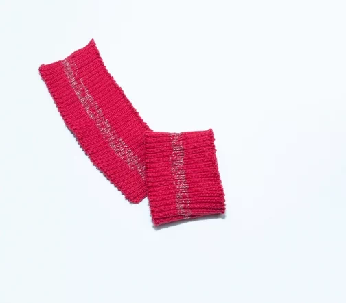 Манжеты трикотаж с полоской, цвет малиновый/серебряный меланж
