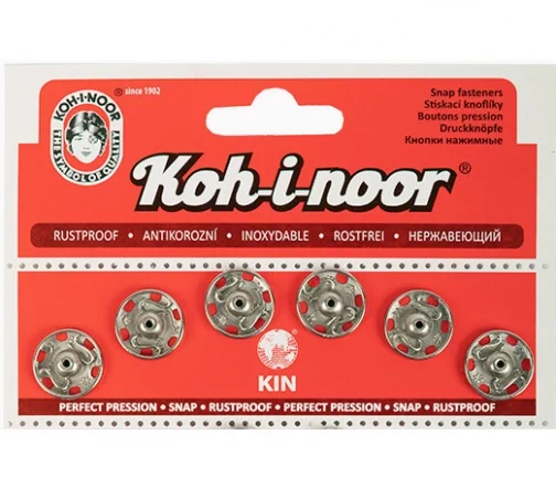 Кнопки пришивные, Koh-i-Noor, 16 мм, металл, цвет никель, 6 шт., 154703
