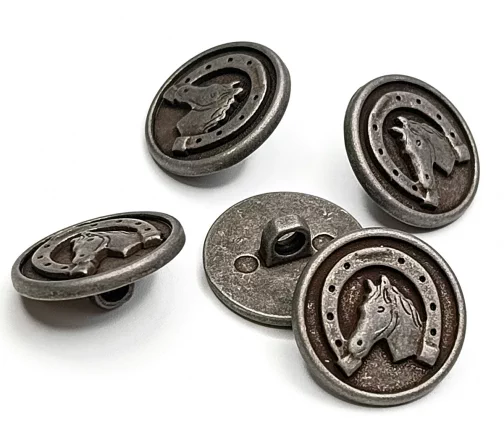 Пуговица DILL "Подкова", на ножке, металл, цвет состаренное олово, 20 мм