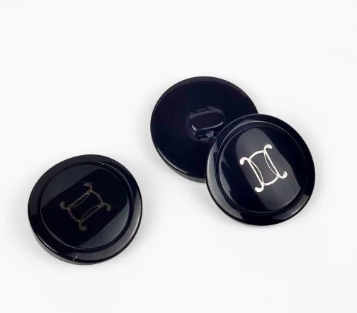 Пуговицы, Union Knopf, "Вензель, ручная роспись", пластик, 23 мм