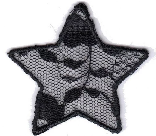 Термоаппликация "Звезда средняя кружевная черная", 5 x 5,3 см, арт. 569525.B