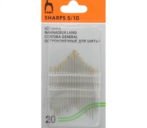 Иглы ручные для шитья Sharps с золотым ушком, № 5-10, 20 шт., PONY 01563