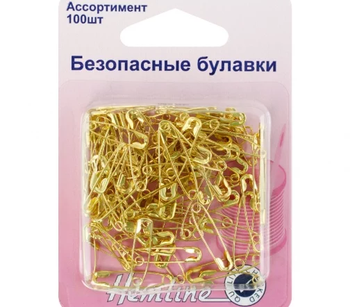 419.99.100 Булавки английские, металл, 19/23 мм, 100 шт., цвет золото, Hemline