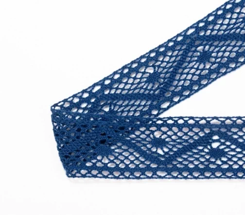 Мерсеризованное кружево IEMESA, ширина 30 мм, цвет синий