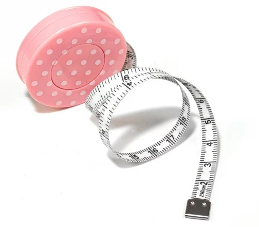 253.MET.POLKA3-1 Сантиметр-рулетка с градацией в дюймах и см 150см/60", шир.8мм, цв.розовый, Hemline