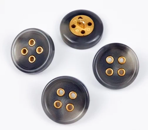 Пуговица, Union Knopf, на ножке, пластик, цвет темно-серый, 23 мм