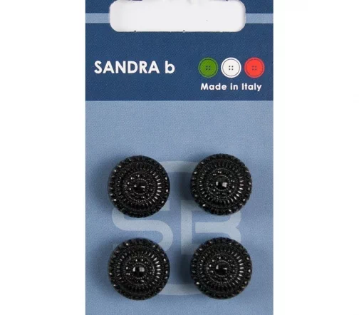 Пуговицы Sandra, на ножке, 15 мм, пластик, 4 шт., черный, CARD176