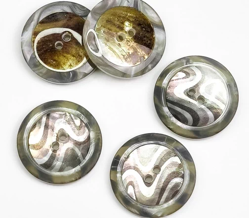 Пуговица Sandra, 28 мм, 2 отв., пластик/перламутр, цвет серый