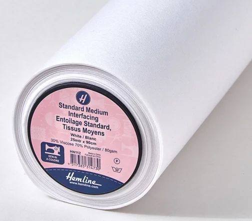 HN112 Флизелин пришивной средней плотности, 80 г/м2, белый, Hemline