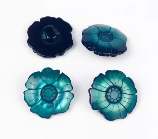Пуговицы, Union Knopf, "Цветок перелив", на ножке, пластик, цвет малахитовый, 23 мм