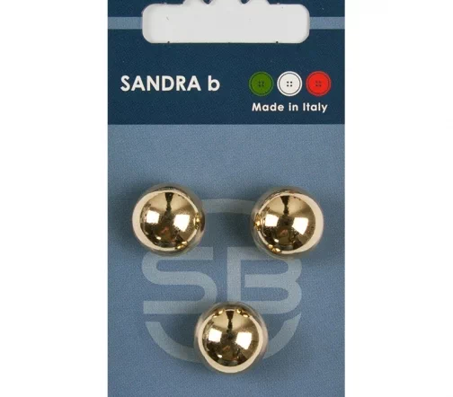 Пуговицы Sandra, 15 мм, на ножке, металл, 3 шт., золото, CARD225