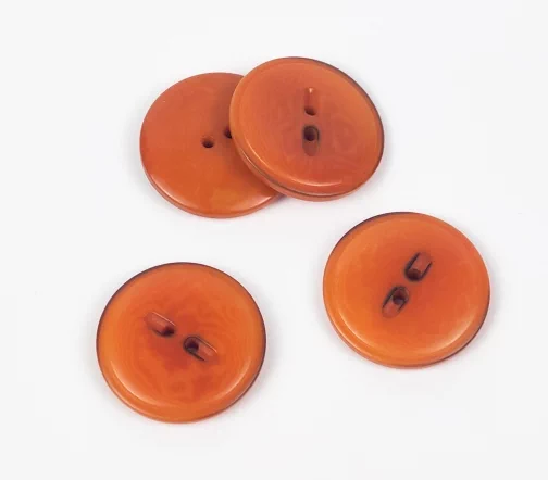 Пуговицы, Union Knopf, "Круглые", 2 отв. с прорезями в бок, семя пальмы, цвет оранжевый, 28 мм