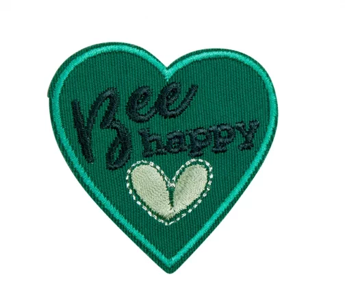 Термоаппликация HKM "Сердце "Be Happy", 5,6 х 5,5 см, цвет сине-зеленый, 38918