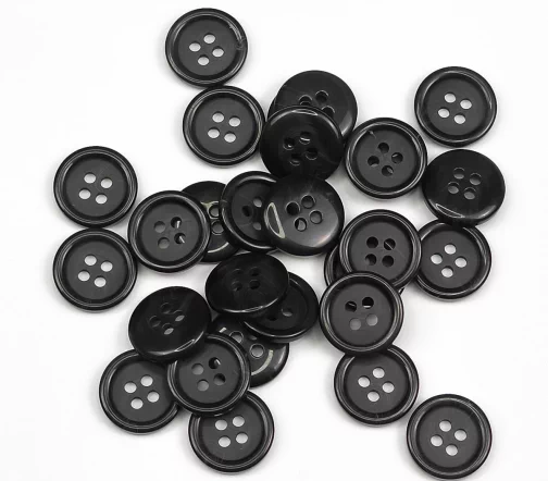 Пуговица Union Knopf, 15 мм, 4 отв., пластик, цвет темно-серый