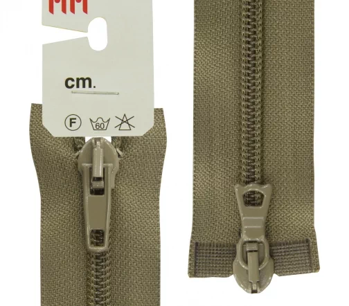 Молния Riri спираль разъёмная, 2 замка, 6мм, 55см, цвет 2814, бежево-зеленый темный