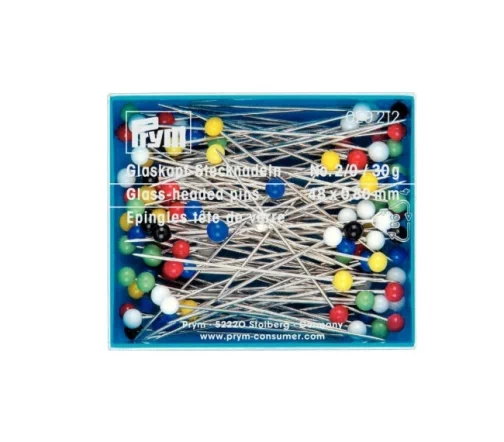 029212 Булавки со стеклянной головкой (сталь), разноцветные, 43х0,80 мм, Prym