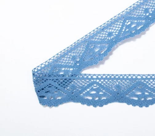 Мерсеризованное кружево IEMESA, ширина 39 мм, цвет голубой
