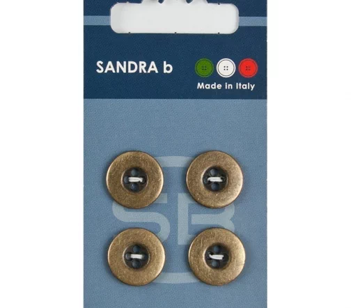 Пуговицы Sandra, 15 мм, 4 отв., металл, 4 шт., медный, CARD212