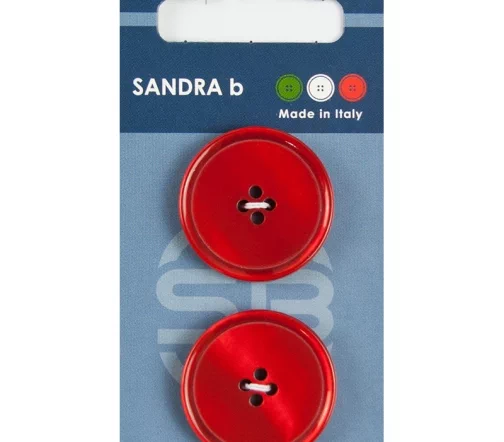 Пуговицы Sandra, 28 мм, 4 отв., пластик, 2 шт., красный, арт. CARD060