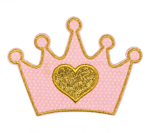 Термонаклейка HKM "Корона с сердцем большая", 11,0 х 8,2 см, цвет розовый