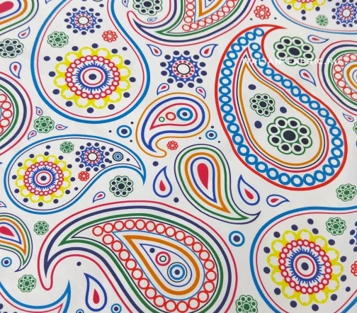 Ситец "Цветные пейсли", фон белый, 00630