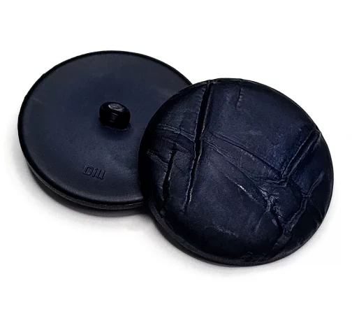 Пуговица DILL "мятая", на ножке, пластик, цвет темно-синий, 38 мм